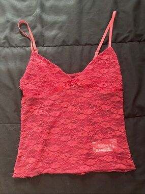 Edikted Red Lace Camisole with Floral Mesh